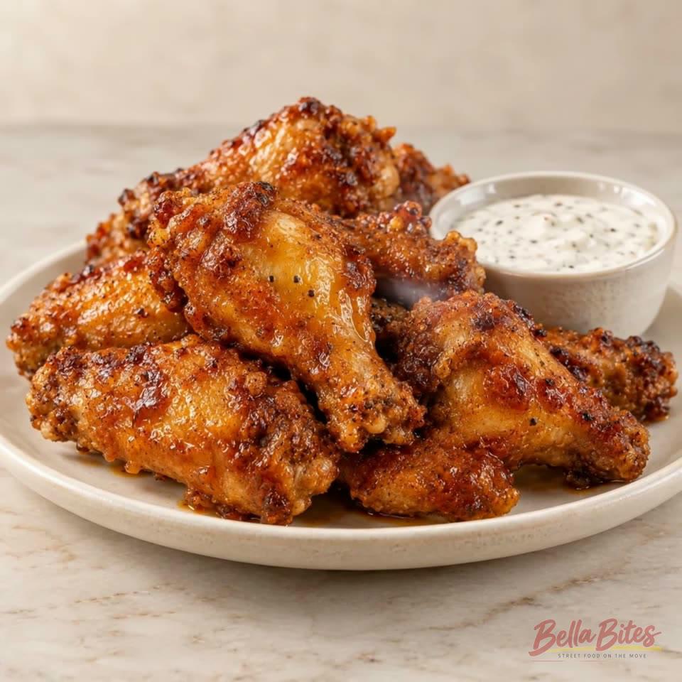 A pile of hot, crisp chicken wings